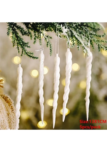 White-5pcs Kar Tanesi Saçağı Bırak Süsler Kristal Noel Ağacı Şeffaf Dekorasyon Kolye Noel Ev Dekorasyonu Navidad 2022 (Yurt Dışından)