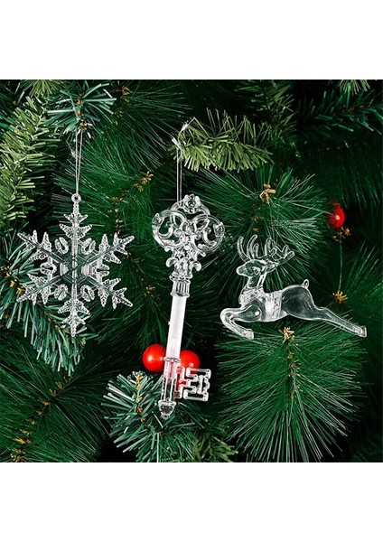 White-5pcs Kar Tanesi Saçağı Bırak Süsler Kristal Noel Ağacı Şeffaf Dekorasyon Kolye Noel Ev Dekorasyonu Navidad 2022 (Yurt Dışından) modelleri