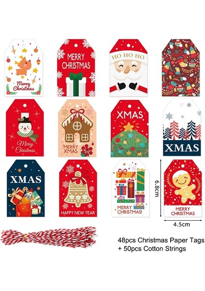 50PCS-SET8 48/50 Adet Merry Christmas Kraft Kağıt Etiketleri Dıy El Yapımı Hediye Ambalaj Kağıdı Etiketleri Noel Baba Asmak Etiketi Süsler Yeni Yıl Dekor (Yurt Dışından)