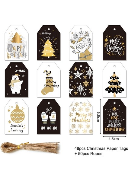 50PCS-SET8 48/50 Adet Merry Christmas Kraft Kağıt Etiketleri Dıy El Yapımı Hediye Ambalaj Kağıdı Etiketleri Noel Baba Asmak Etiketi Süsler Yeni Yıl Dekor (Yurt Dışından)