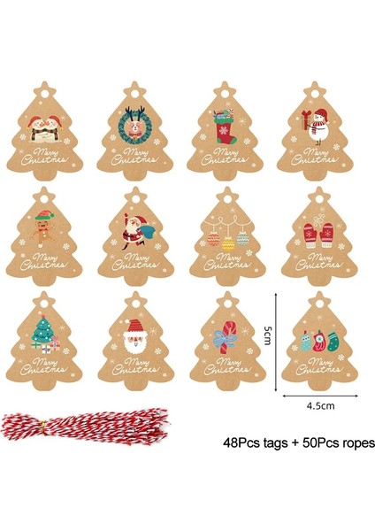 50PCS-SET8 48/50 Adet Merry Christmas Kraft Kağıt Etiketleri Dıy El Yapımı Hediye Ambalaj Kağıdı Etiketleri Noel Baba Asmak Etiketi Süsler Yeni Yıl Dekor (Yurt Dışından)
