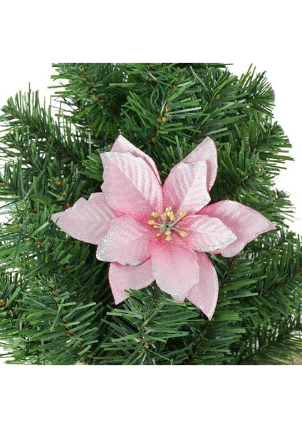 12CM-A05 5 Adet/grup Glitter Yapay Çiçekler Noel Ağacı Dekorasyon Poinsettia Noel Süsler Ev Düğün Noel Partisi Dekoru Için (Yurt Dışından)