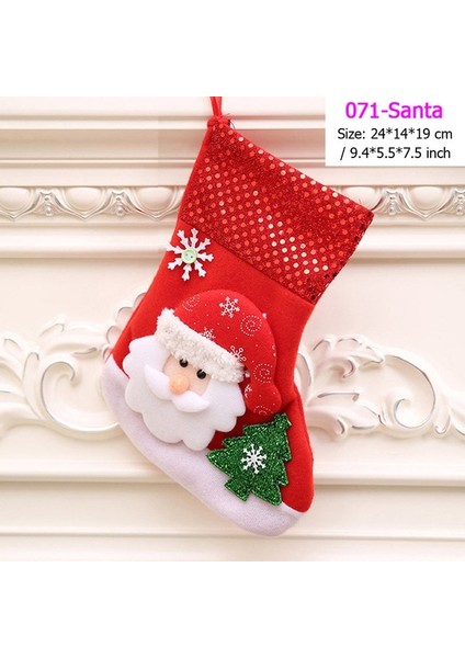 071-SANTA Santa Stocking Çorap Şeker Çanta Noel Ağacı Süsler Kolye Keten Hediye Çantası Çocuk Şömine Asılı Dekorlar Parti Kaynağı (Yurt Dışından) fiyatları
