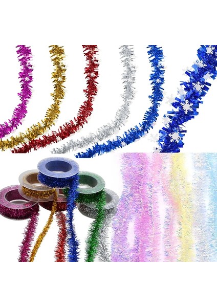 BB05-UZUNLUK 1.8 M Renkli Tel Çelenk Renkli Tinsel Asılı Rattan Noel Ağacı Süsleme Noel Düğün Doğum Günü Bebek Duş Parti Malzemeleri (Yurt Dışından)