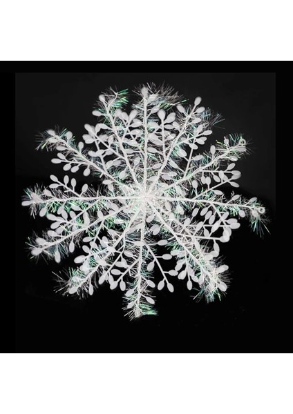 A01 8 cm 12 Adet 6/10/20/26 cm Beyaz Noel Kar Tanesi Tinsel ile Noel Ağacı Asılı Kolye Yeni Yıl Noel Dondurulmuş Parti Süsleri (Yurt Dışından)