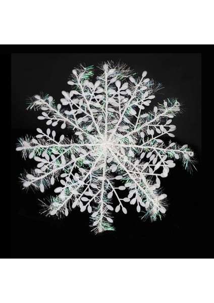 A01 8 cm 12 Adet 6/10/20/26 cm Beyaz Noel Kar Tanesi Tinsel ile Noel Ağacı Asılı Kolye Yeni Yıl Noel Dondurulmuş Parti Süsleri (Yurt Dışından)