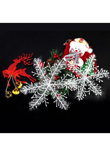 A01 8 cm 12 Adet 6/10/20/26 cm Beyaz Noel Kar Tanesi Tinsel ile Noel Ağacı Asılı Kolye Yeni Yıl Noel Dondurulmuş Parti Süsleri (Yurt Dışından)