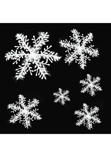 A01 8 cm 12 Adet 6/10/20/26 cm Beyaz Noel Kar Tanesi Tinsel ile Noel Ağacı Asılı Kolye Yeni Yıl Noel Dondurulmuş Parti Süsleri (Yurt Dışından)
