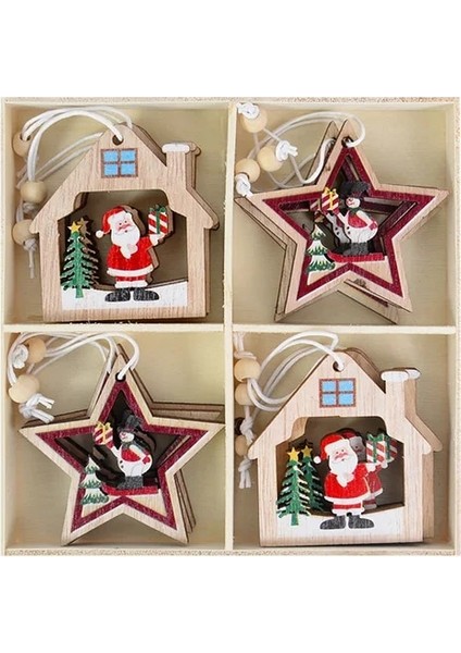 M01-12 Adet 1 Kutu Yaratıcı Hollow Noel Kar Taneleri Ahşap Melek Kolye Süsler Noel Ağacı Süs Noel Dekorasyon Çocuklar Için Hediye (Yurt Dışından)