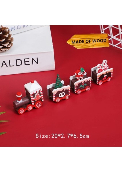 E2-Red Yeni Yıl 2024 Noel Ahşap Tren Süsleme Noel Baba Kardan Adam El Sanatları Noel Partisi Dekoru Çocuklar Hediyeler ile Sevimli Boyalı Oyuncak Tren (Yurt Dışından)