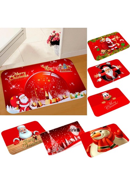 Flanel Halı 12 Noel Paspas Noel Baba Halı Ev Için Mutlu Noeller Süslemeleri 2022 Noel Navidad Doğum Hediyeleri Mutlu Yıllar 2023 (Yurt Dışından)