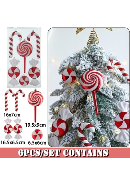 6 Adet Şeker Seti Mix Sevimli Noel Şekerleri Lolipop Noel Ağacı Topları Süs Asılı Noel Ev Dekorasyonu 2023 Navidad Doğum Noel Dekor (Yurt Dışından)