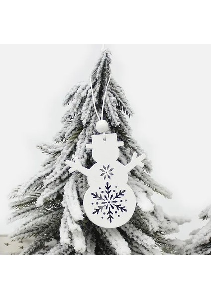 Beyaz Kardan Adam Huadodo 6 Adet Kırmızı ve Beyaz Ahşap Ağaç Geyik Kardan Adam Noel Süslemeleri Kolye Süsler Noel Ağacı Ev Partisi Çocuklar Için Hediye (Yurt Dışından)