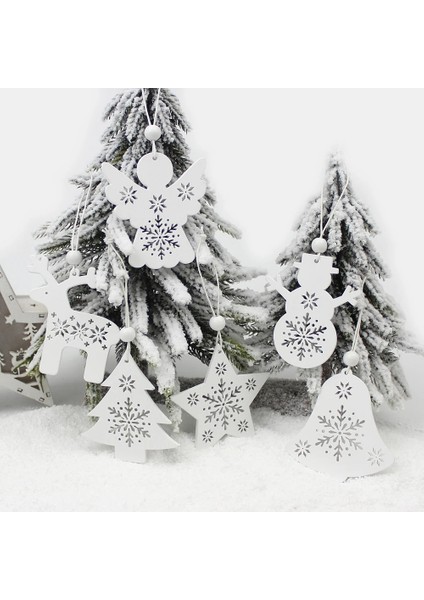 Beyaz Kardan Adam Huadodo 6 Adet Kırmızı ve Beyaz Ahşap Ağaç Geyik Kardan Adam Noel Süslemeleri Kolye Süsler Noel Ağacı Ev Partisi Çocuklar Için Hediye (Yurt Dışından)
