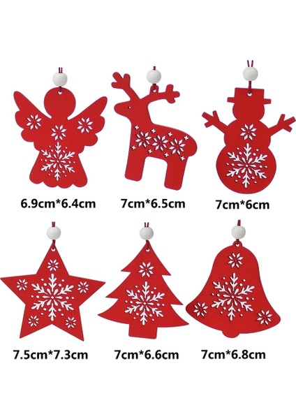 Beyaz Kardan Adam Huadodo 6 Adet Kırmızı ve Beyaz Ahşap Ağaç Geyik Kardan Adam Noel Süslemeleri Kolye Süsler Noel Ağacı Ev Partisi Çocuklar Için Hediye (Yurt Dışından)