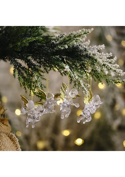4 Adet Melek 1 Takım Noel Şeffaf Kolye Akrilik Geyik/kar Tanesi/melek Süsler Noel Ağacı Asılı Dekorasyon Noel Hediye Malzemeleri (Yurt Dışından) fırsatları