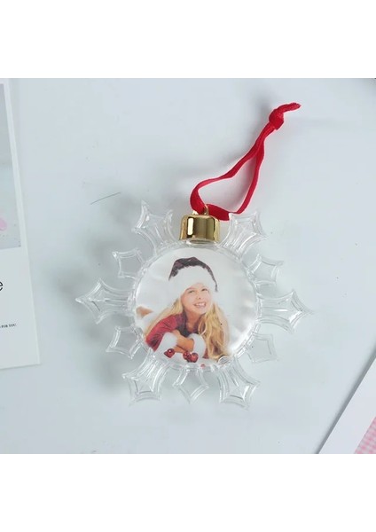Kar Tanesi Şeffaf Noel Topu Yuvarlak Beş Yıldızlı Fotoğraf Çerçevesi Kolye Noel Ağacı Asılı Top Resim Tutucu Noel Ağacı Süsleri (Yurt Dışından)