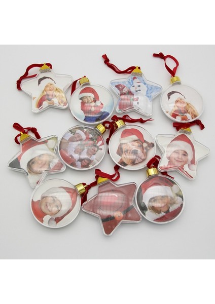Kar Tanesi Şeffaf Noel Topu Yuvarlak Beş Yıldızlı Fotoğraf Çerçevesi Kolye Noel Ağacı Asılı Top Resim Tutucu Noel Ağacı Süsleri (Yurt Dışından) modelleri