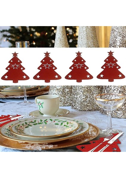 Yeşil Kar Tanesi 4 Adet Noel Ağacı Çatal Bıçak Çatal Kapakları Masa Süsü Noel Sofra Dekorasyon Tutucu Çanta Ev Için Noel Süslemeleri (Yurt Dışından)