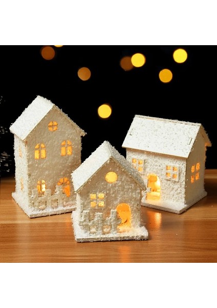 B 2023 Noel LED Işık Ahşap Ev ile Kar Tanesi Aydınlık Kabin Noel Süslemeleri Ev Noel Süsleme Yeni Yıl Hediyeleri Için (Yurt Dışından) modelleri