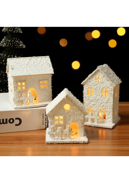 B 2023 Noel LED Işık Ahşap Ev ile Kar Tanesi Aydınlık Kabin Noel Süslemeleri Ev Noel Süsleme Yeni Yıl Hediyeleri Için (Yurt Dışından) fırsatları