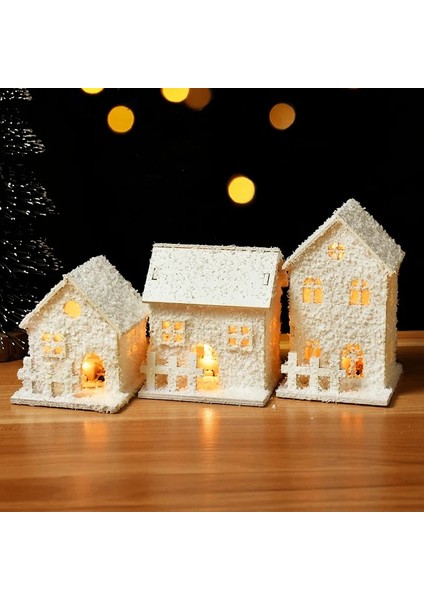 B 2023 Noel LED Işık Ahşap Ev ile Kar Tanesi Aydınlık Kabin Noel Süslemeleri Ev Noel Süsleme Yeni Yıl Hediyeleri Için (Yurt Dışından) indirimleri