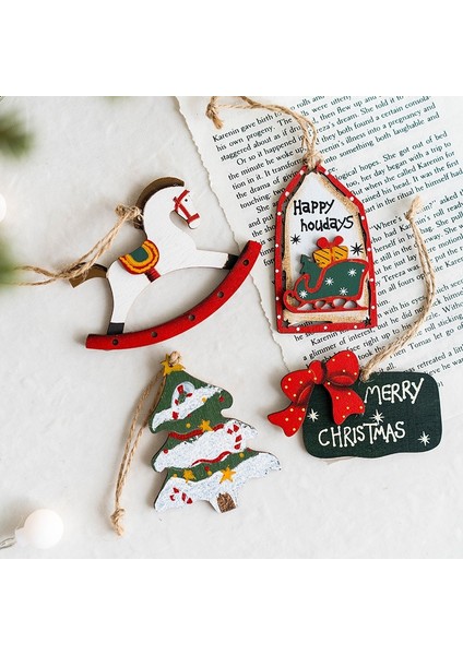 447-AĞAÇ Santa Noel Ahşap Kolye Sevimli Noel Ağacı Asılı Süsler Dıy Ahşap El Sanatları Ev Noel Partisi Yeni Yıl 2022 Süslemeleri Için (Yurt Dışından) indirimleri