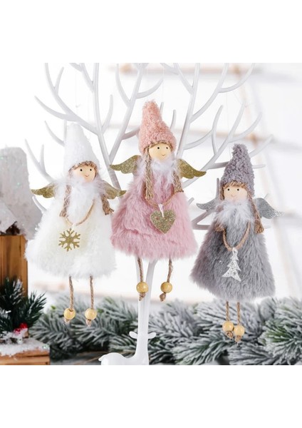 Beyaz Kanat 2021 Navidad Dekor Sevimli Melek Bebekler Noel Ağacı Süsleri Ev Için Merry Christmas Süslemeleri Noel Doğum Yeni Yıl 2022 Çocuklar Hediye (Yurt Dışından) fırsatları