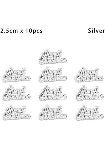 Silver-2.5cm x 10 Adet 1/10 Adet Noel Dekorasyon Plastik Merry Christmas Kolye Asılı Ingilizce Mektup Kolye Noel Ağacı Süsler Yeni Yıl Dekor (Yurt Dışından)