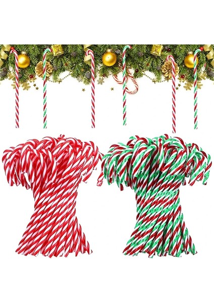 Kırmızı ve Yeşil 20 Adet Noel Akrilik Baston Şekerler Bükülmüş Koltuk Değneği Noel Ağacı Asılı Süsler Yeni Yıl Partisi Ev Dekorasyonu Çocuklar Hediye Oyuncak (Yurt Dışından)