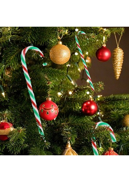 Kırmızı ve Yeşil 20 Adet Noel Akrilik Baston Şekerler Bükülmüş Koltuk Değneği Noel Ağacı Asılı Süsler Yeni Yıl Partisi Ev Dekorasyonu Çocuklar Hediye Oyuncak (Yurt Dışından)