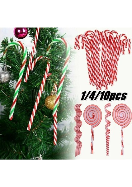 Kırmızı 10 Adet Noel Lolipop Kolye Şeker Kamışı Noel Ağacı Askı Süsleri Noel Dekorasyonu Için Noel Partisi Malzemeleri (Yurt Dışından)