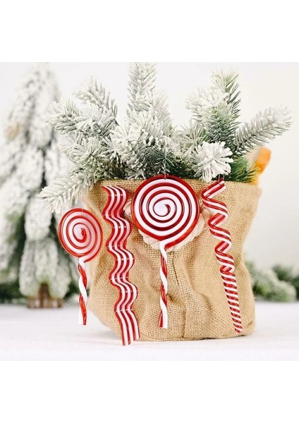 Kırmızı 10 Adet Noel Lolipop Kolye Şeker Kamışı Noel Ağacı Askı Süsleri Noel Dekorasyonu Için Noel Partisi Malzemeleri (Yurt Dışından)