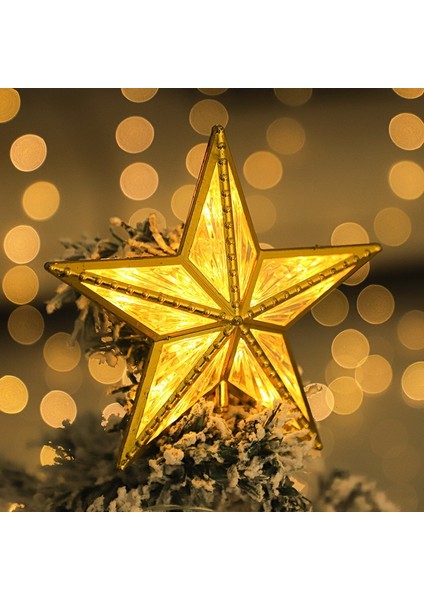 Bir Altın Navidad 2023 Yeni Yıl Dekorasyon Noel Ağacı Beş Köşeli Yıldız LED Işıklar Çelenk Peri Işıklar Noel Ev Dekorasyonu Noel (Yurt Dışından)