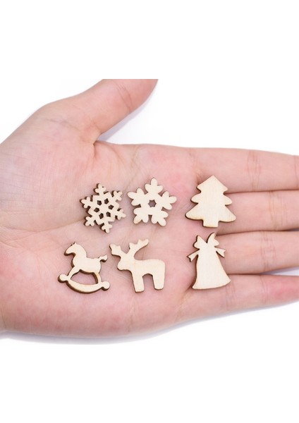 Stil-D 100 Adet Noel Ahşap Kolye Süsler Dıy Ahşap El Sanatları Noel Ağacı Süsler Kar Tanesi Noel Partisi Süslemeleri Ev Için (Yurt Dışından) modelleri
