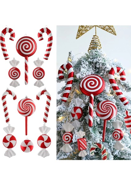6 Adet Şeker Kamışı Seti2 Mix Sevimli Noel Şekerler Lolipop Noel Ağacı Topları Süs Asılı Noel Ev Dekorasyonu 2023 Navidad Doğum Noel Dekor (Yurt Dışından)