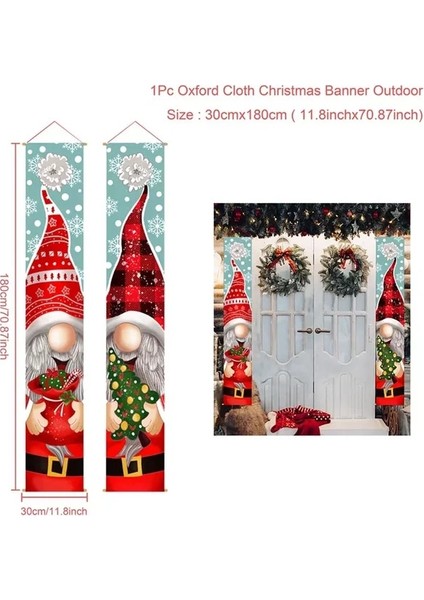 D Noel Sundurma Burcu, Buffalo Ekose Dekor Merry Christmas Kapı Afiş Noel Ev Yard Ön Kapı Navidad Için Asılı Dekorasyon (Yurt Dışından)