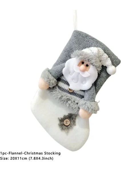 Gri Beyaz Santa 2023 Yeni Yıl Noel Çorabı Çuval Noel Hediyesi Şeker Çanta Noel Noel Süslemeleri Ev Için Navidad Çorap Noel Ağacı Dekoru (Yurt Dışından)