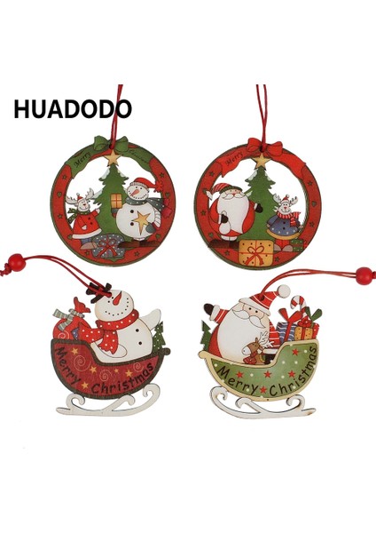 Retro Kardan Adam 1 Huadodo 4 Adet Yaratıcı Noel Baba ve Kardan Adam Ahşap Noel Kolye Süsleme Noel Ağacı Süsler Dekorasyon Çocuk Oyuncakları (Yurt Dışından)