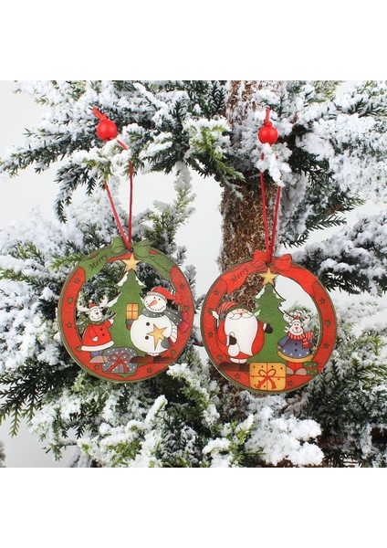 Retro Kardan Adam 1 Huadodo 4 Adet Yaratıcı Noel Baba ve Kardan Adam Ahşap Noel Kolye Süsleme Noel Ağacı Süsler Dekorasyon Çocuk Oyuncakları (Yurt Dışından)