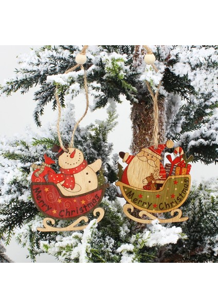 Retro Kardan Adam 1 Huadodo 4 Adet Yaratıcı Noel Baba ve Kardan Adam Ahşap Noel Kolye Süsleme Noel Ağacı Süsler Dekorasyon Çocuk Oyuncakları (Yurt Dışından)