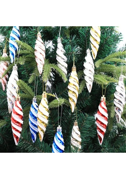 Gümüş Spiral Noel Dekorasyon Ev Kutulu Kaplama Truva Atı Noel Topları Noel Ağacı Kolye Yeni Yıl 2023 Noel Navidad Odası Dekor (Yurt Dışından)