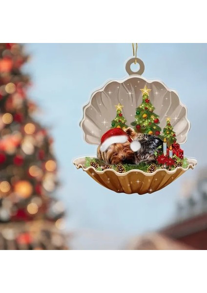 H Bir Boyut Yaratıcı Ağaç Noel Süslemeleri Bir Noel Sahnesinde Sevimli Uyuyan Köpek-Inci Asılı Kolye Yeni Yıl Navidad (Yurt Dışından)