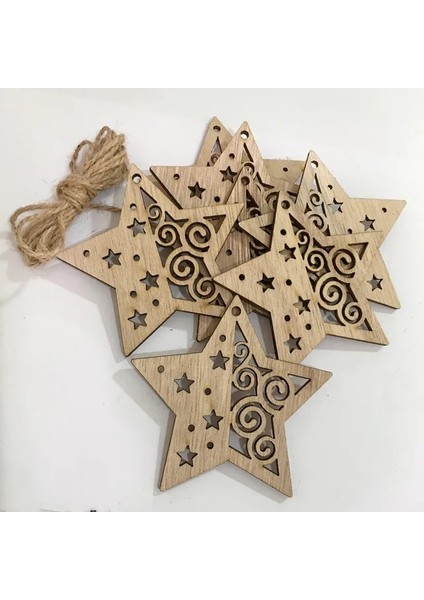G 10 Adet Ahşap Melek Şekli Kesikler El Sanatları Boş Ahşap Askı Süsleri Sicim ile Yılbaşı Ağacı Dekorasyonu Için (Yurt Dışından)
