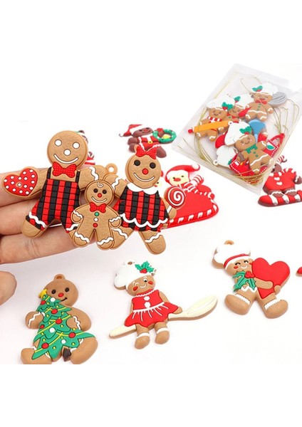 SD02 1 Takım Zencefilli Kurabiye Adam Noel Ağacı Pvc Süsler Dize Merry Christmas Ağacı Yumuşak Oturma Odası Parti Ev Dekor Malzemeleri (Yurt Dışından)