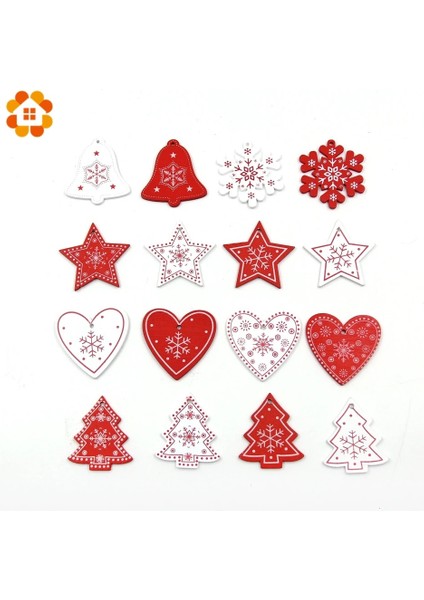 Kırmızı Kar Tanesi 12 Adet Dıy Beyaz ve Kırmızı Ağaç/kalp/yıldız Ahşap Kolye Süsler Noel Partisi Için Noel Ağacı Süsler Çocuklar Hediyeler Süslemeleri (Yurt Dışından) fiyatları