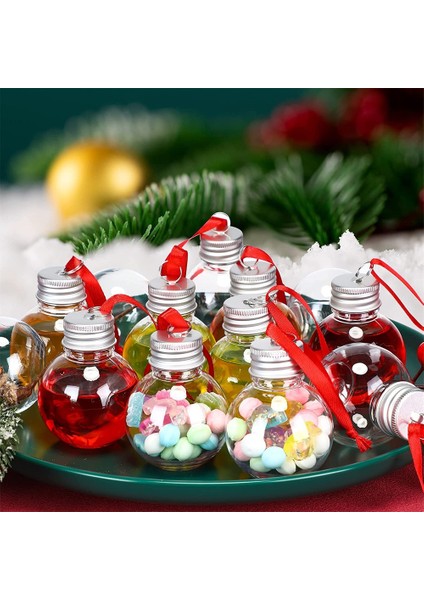60MM 10 Adet Noel Ağacı Süsleme Doldurulabilir Içki Su Şişesi Ampuller Şekli Plastik Şeffaf Noel Topu Çan Kolye Ev Partisi Dekoru (Yurt Dışından)