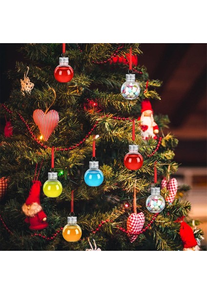60MM 10 Adet Noel Ağacı Süsleme Doldurulabilir Içki Su Şişesi Ampuller Şekli Plastik Şeffaf Noel Topu Çan Kolye Ev Partisi Dekoru (Yurt Dışından)