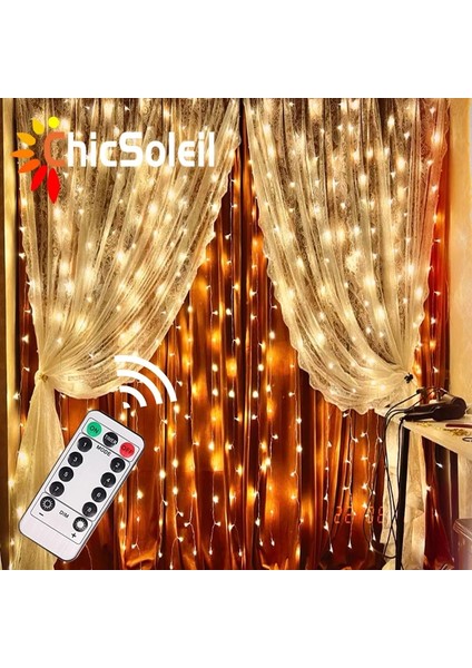 Sıcak Beyaz 3X3M 100LED 3m LED Perde Dize Işık Noel Süslemeleri Ev Garland Dekor Için Yeni Yıl 2023 Ramazan 2022 Noel Süsleri (Yurt Dışından)