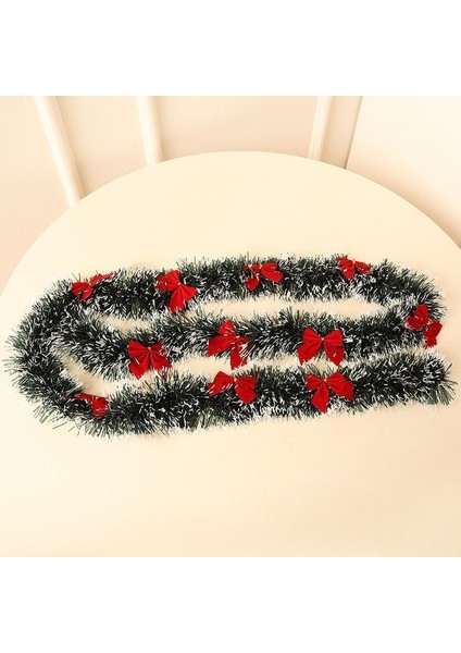 2 M Kırmızı Yay ile 2 M Noel Dekorasyon Bar Üstleri Şerit Çelenk Noel Ağacı Süsler Beyaz Koyu Yeşil Kamışı Tinsel Noel Partisi Malzemeleri (Yurt Dışından)